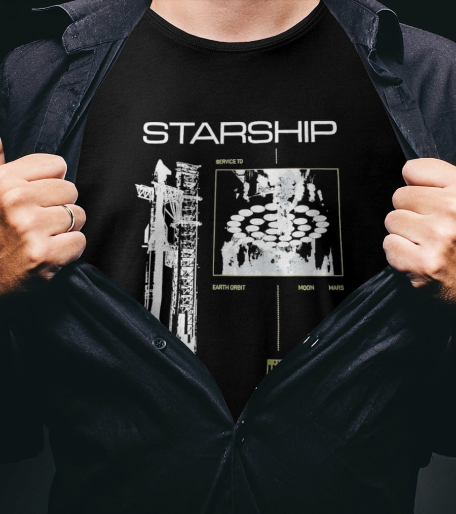 Starship Service Earth Orbit Moon Mars Beyond T-Shirt