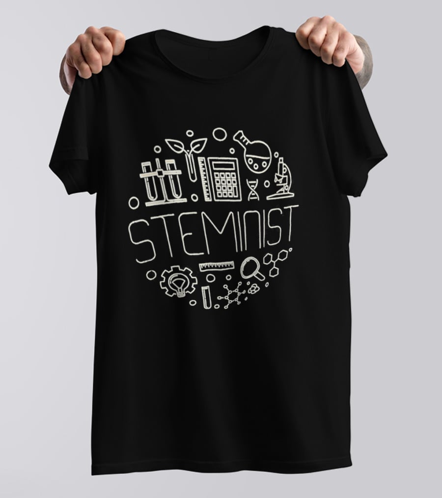 Science Technology Education STEMINIST Beaker Microscope Calculator Test Tubes T-Shirt