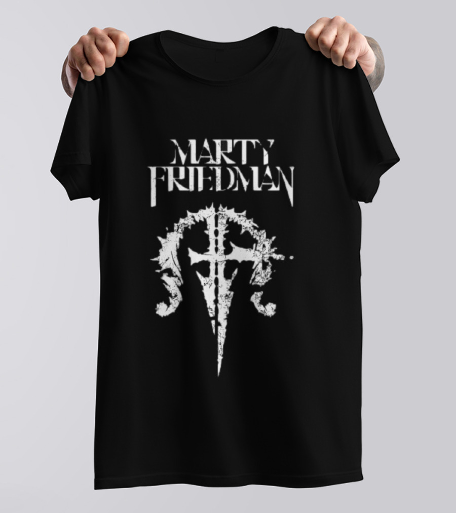 Marty Friedman Heavy Metal Cross Symbol Megadeth T-Shirt