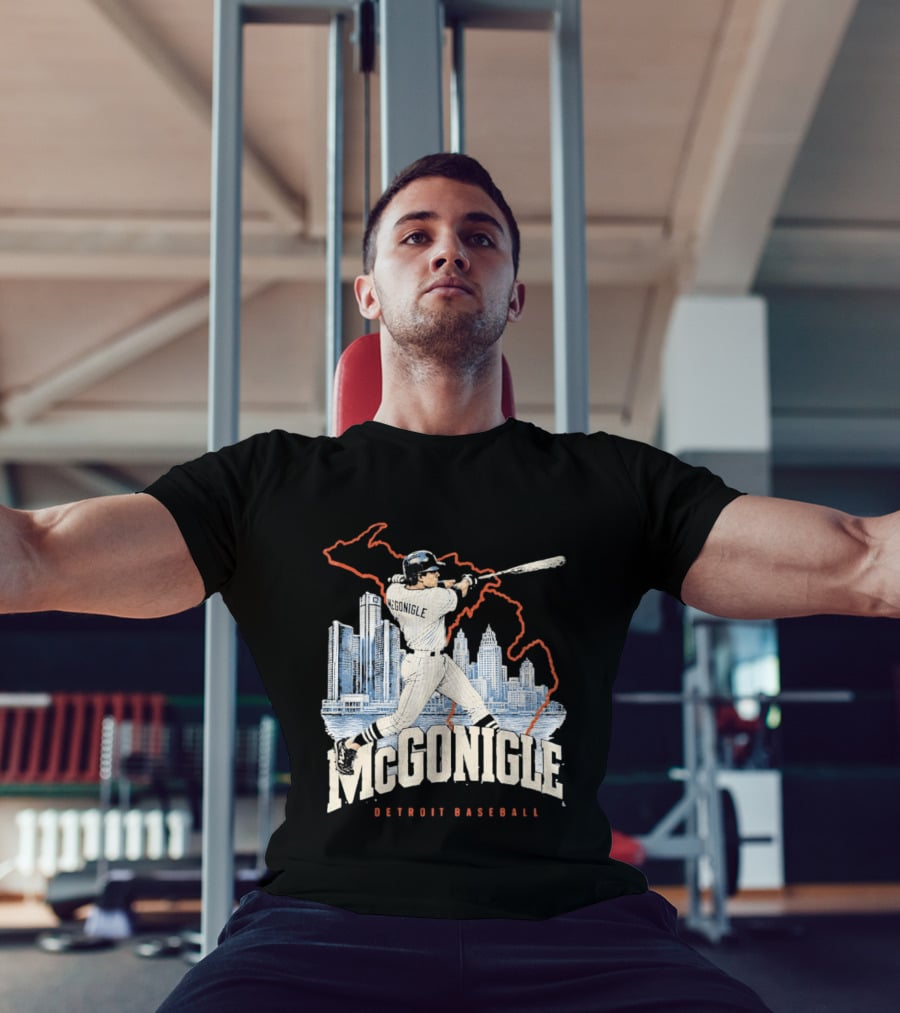 McGonigle Detroit Baseball Vintage Player Retro Skyline T-Shirt