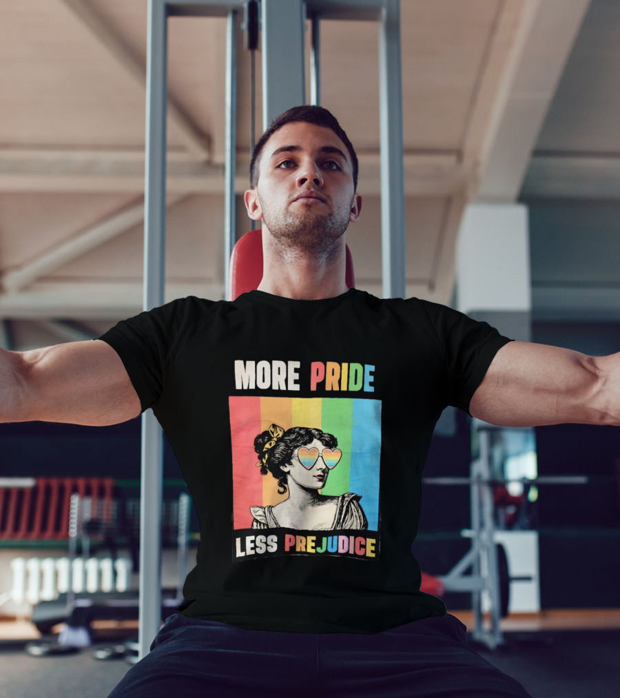 More Pride Less Prejudice Rainbow Heart Sunglasses Regency T-Shirt
