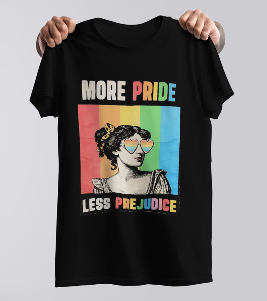 More Pride Less Prejudice Rainbow Heart Sunglasses Regency T-Shirt
