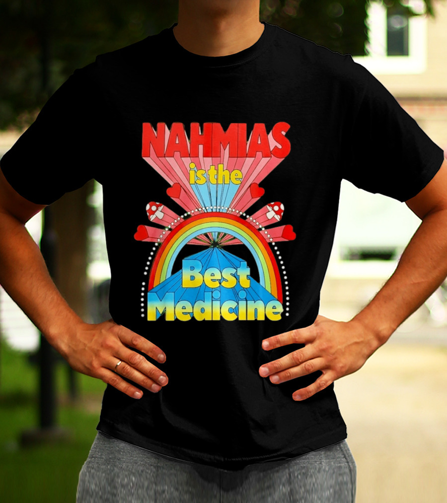 Nahmias Is The Best Medicine Rainbow Hearts And Mushrooms T-Shirt