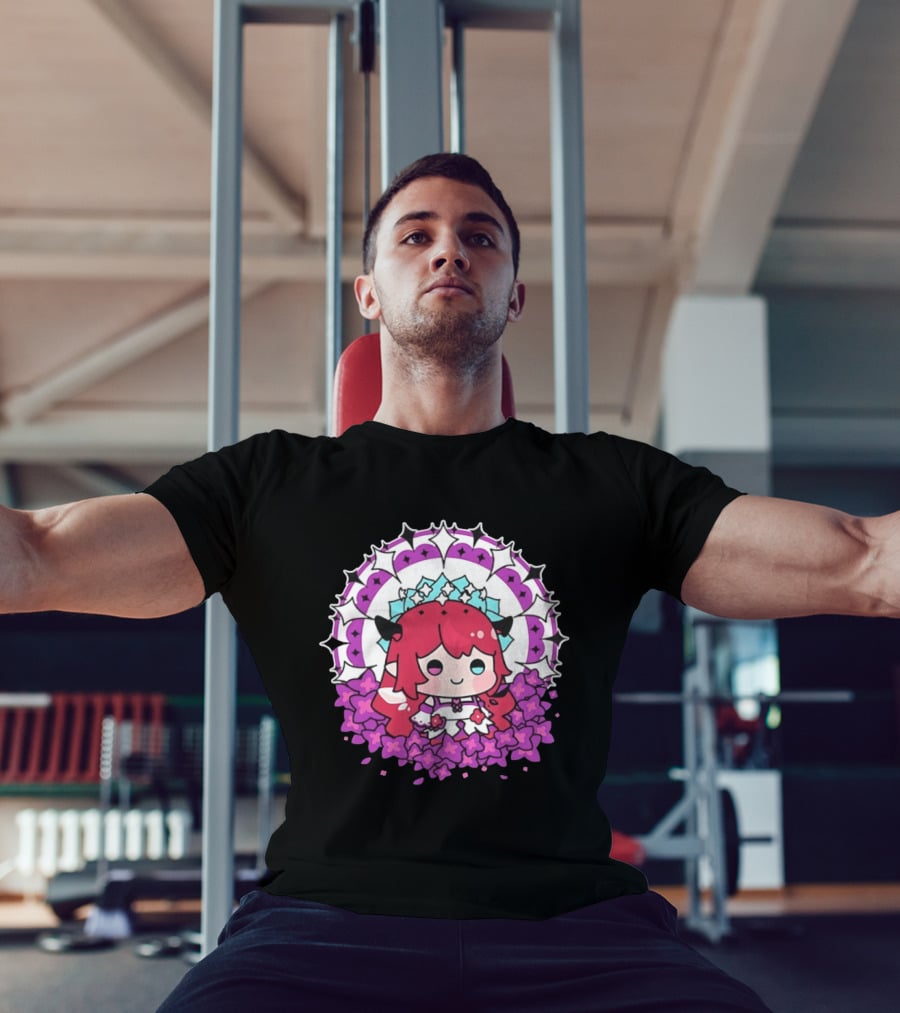 Chibi Hope Pink Hair Cute Anime Character Surrounded By Mandala And Flowers T-Shirt