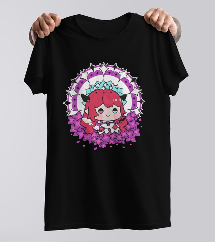 Chibi Hope Pink Hair Cute Anime Character Surrounded By Mandala And Flowers T-Shirt