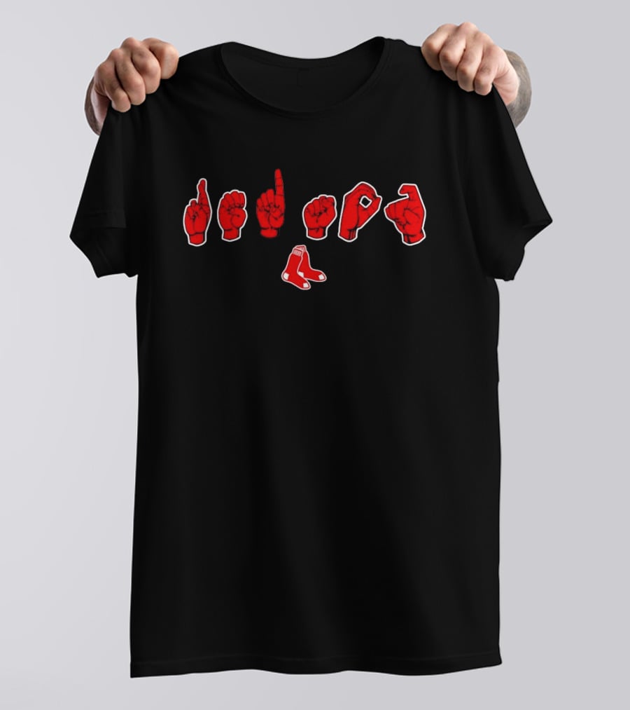 Boston Red Sox ASL Fingerspelling With Iconic Socks T-Shirt