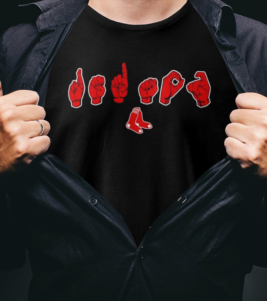 Boston Red Sox ASL Fingerspelling With Iconic Socks T-Shirt