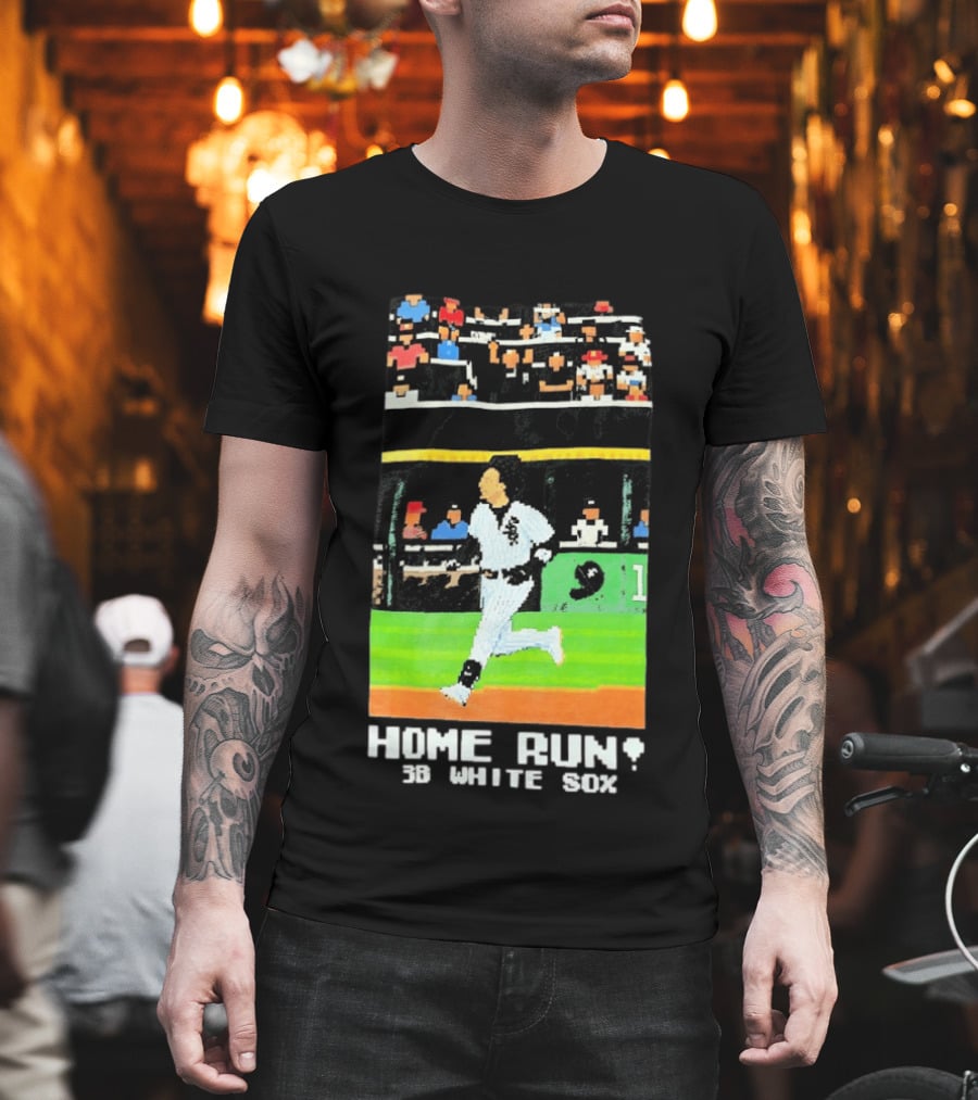 Home Run 3B White Sox Pixel Baseball T-Shirt