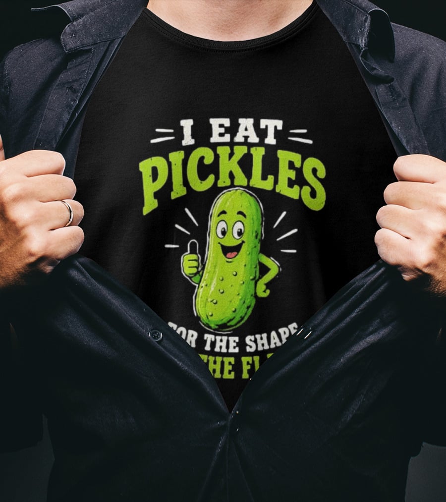 I Eat Pickles For The Shape Not The Flavor Thumb Up Cartoon T-Shirt