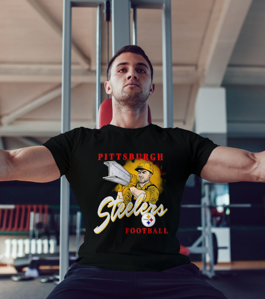 Pittsburgh Steelers Football Worker Steel Beam Icon With Team T-Shirt