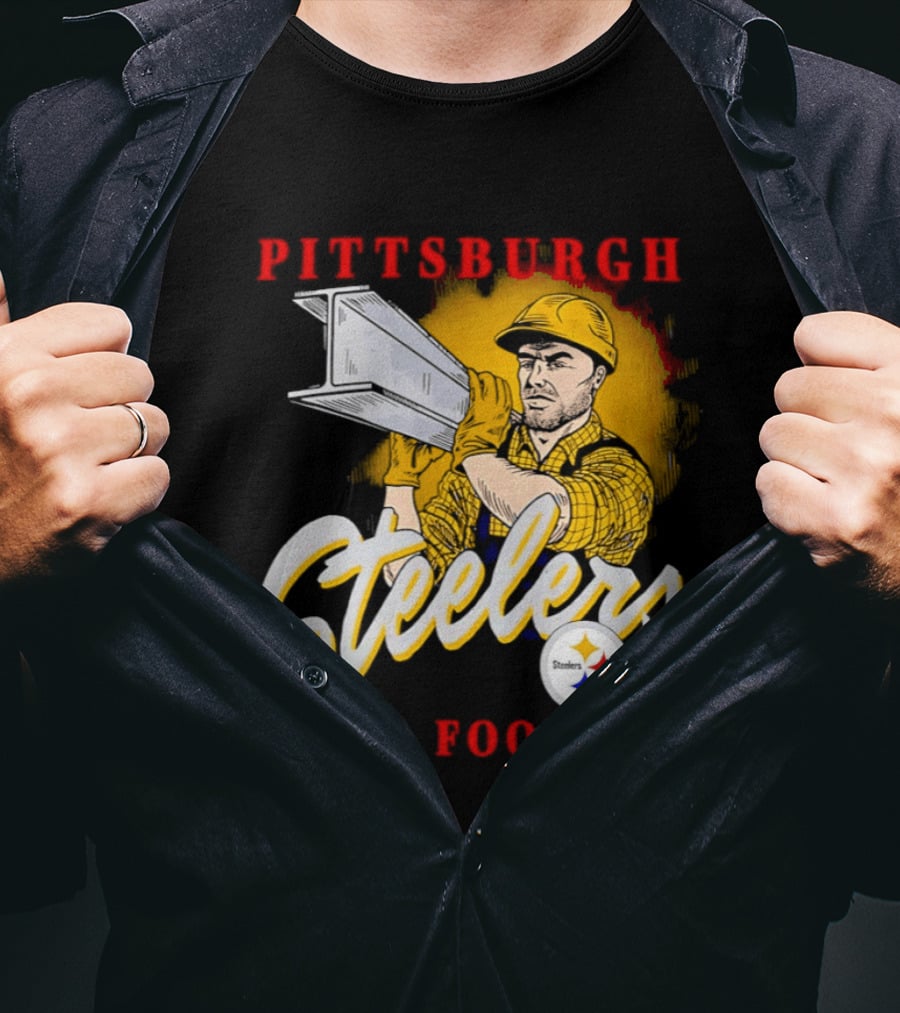 Pittsburgh Steelers Football Worker Steel Beam Icon With Team T-Shirt