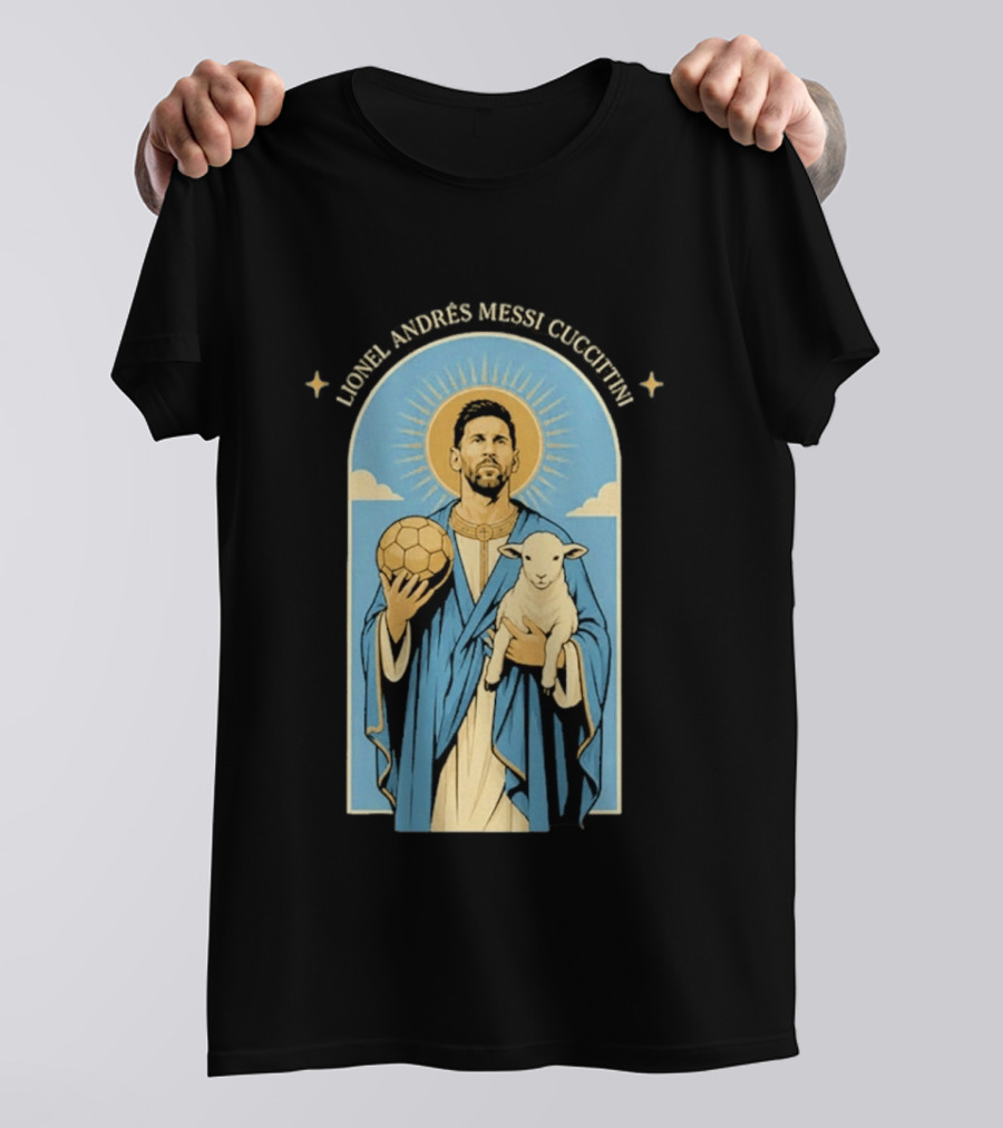 In GOAT We Trust Lionel Andrés Messi Cuccittini Golden Ball Lamb T-Shirt