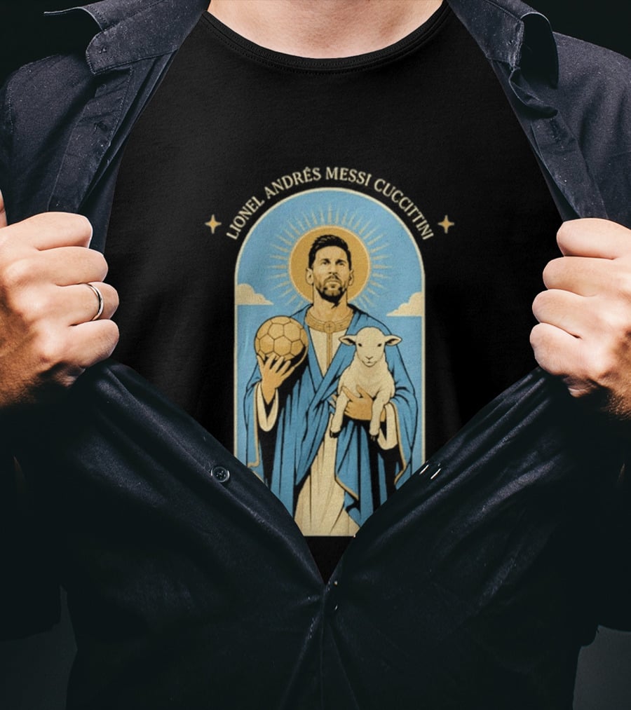 In GOAT We Trust Lionel Andrés Messi Cuccittini Golden Ball Lamb T-Shirt