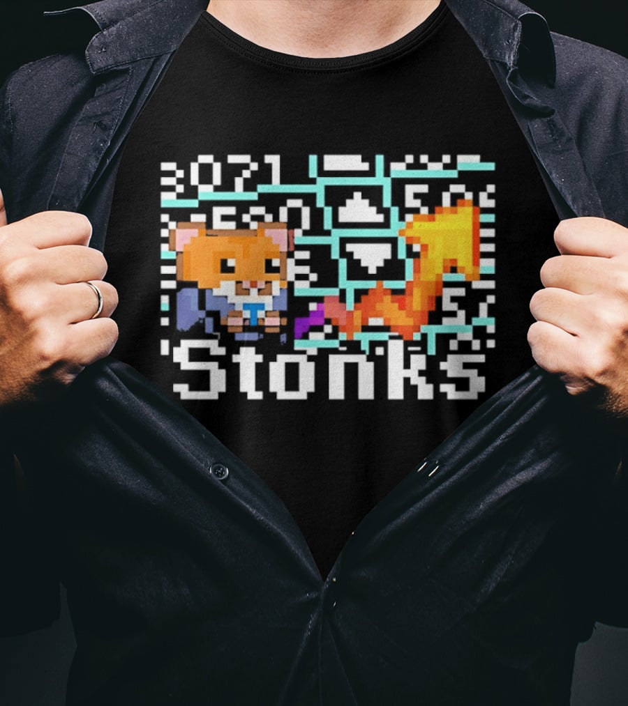Pixel Hamster Stonks Meme Stock Trading 3071 T-Shirt