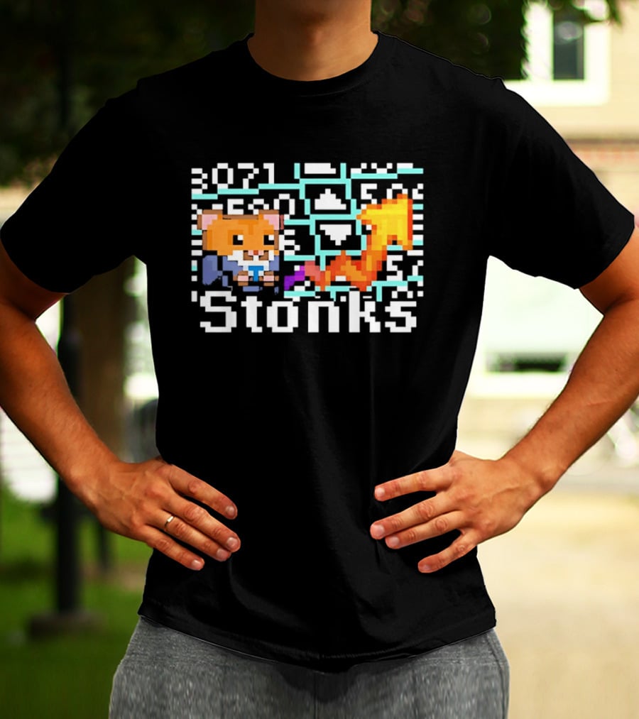 Pixel Hamster Stonks Meme Stock Trading 3071 T-Shirt