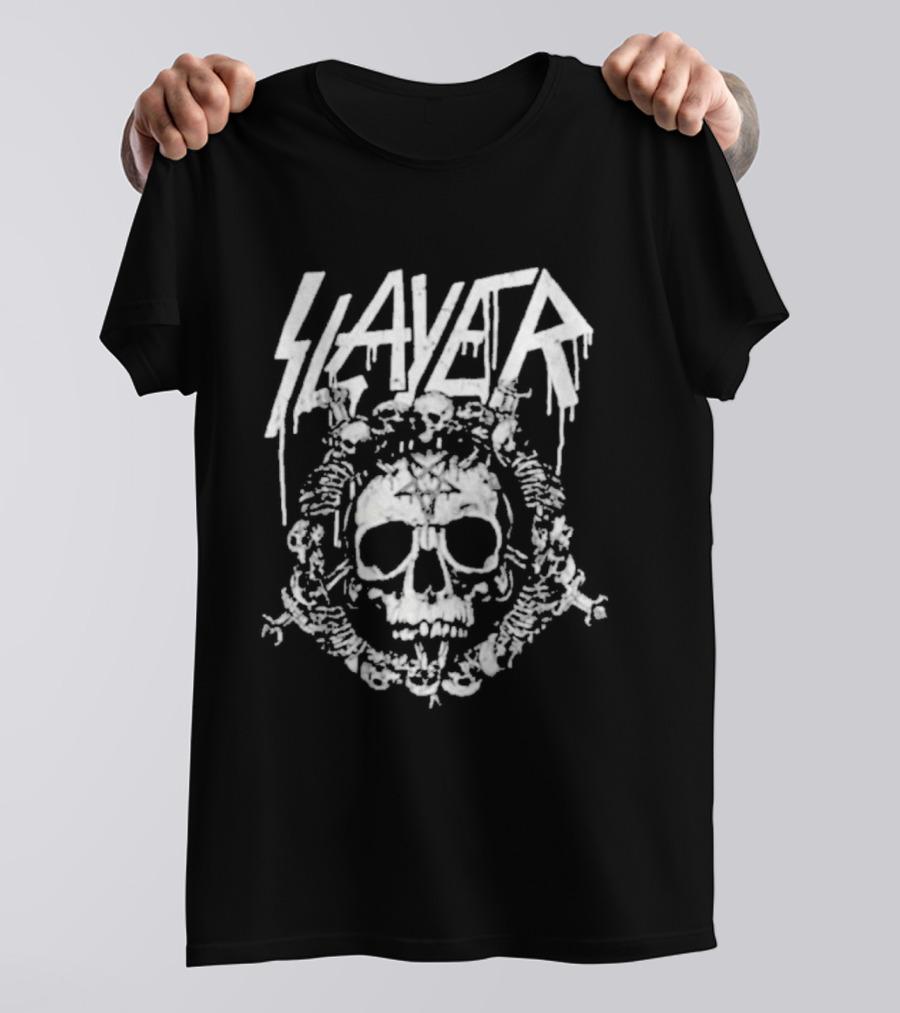 Slayer Band Summer 2026 Rib Skull T-Shirt