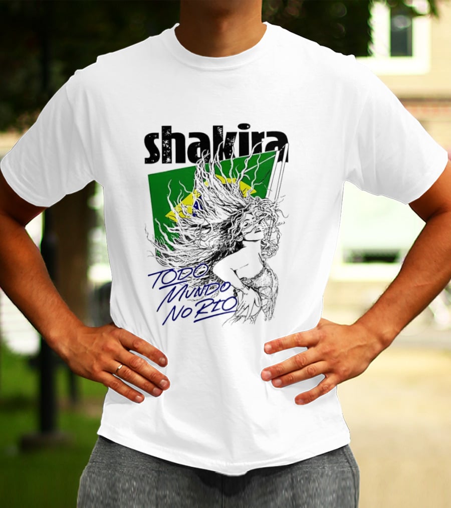 Shakira Todo Mundo No Rio Brazil Flag T-Shirt