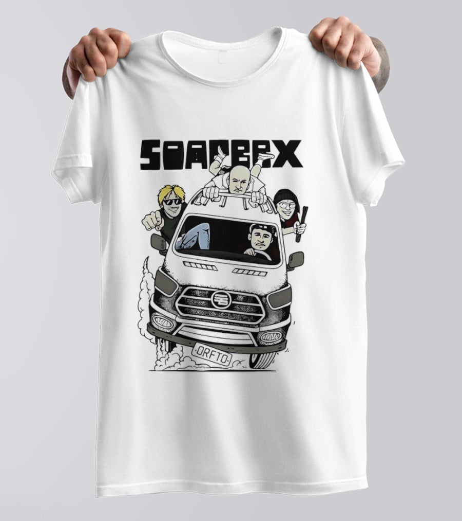 Soapbox Cartoon Van Adventure With Four Characters T-Shirt