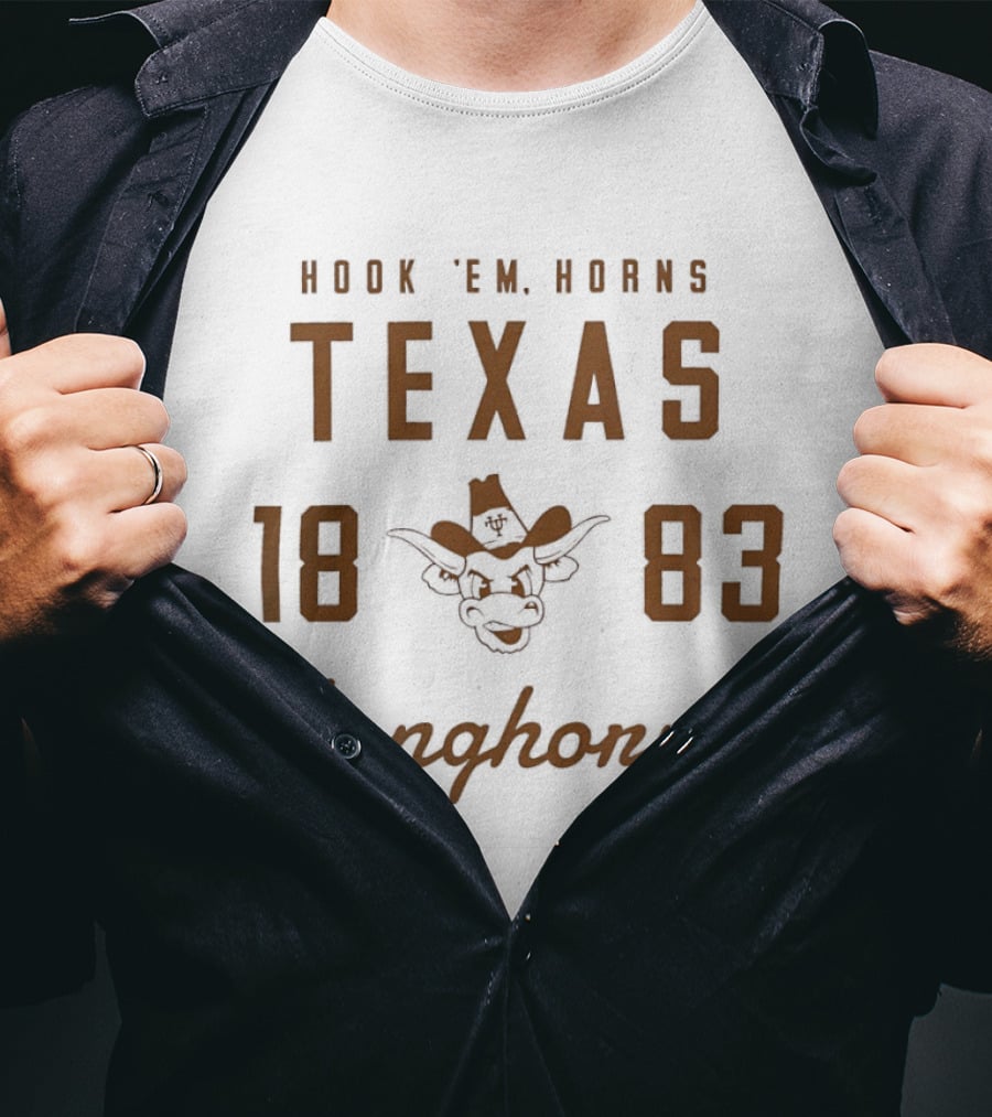 Hook 'em Horns Texas Longhorns 1883 College Football T-Shirt