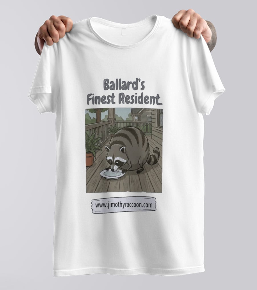 Ballard's Finest Resident Jimothy Raccoon Website Text Visual T-Shirt