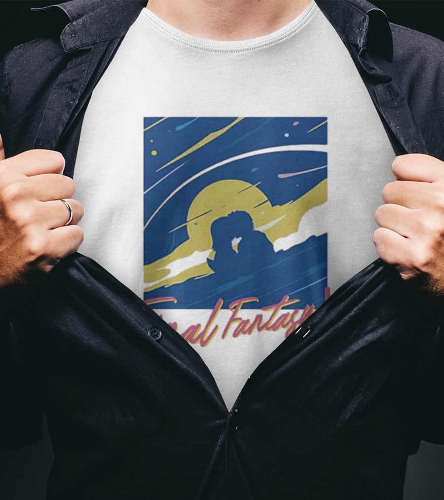Final Fantasy X Romantic Couple Under Moonlit Sky T-Shirt