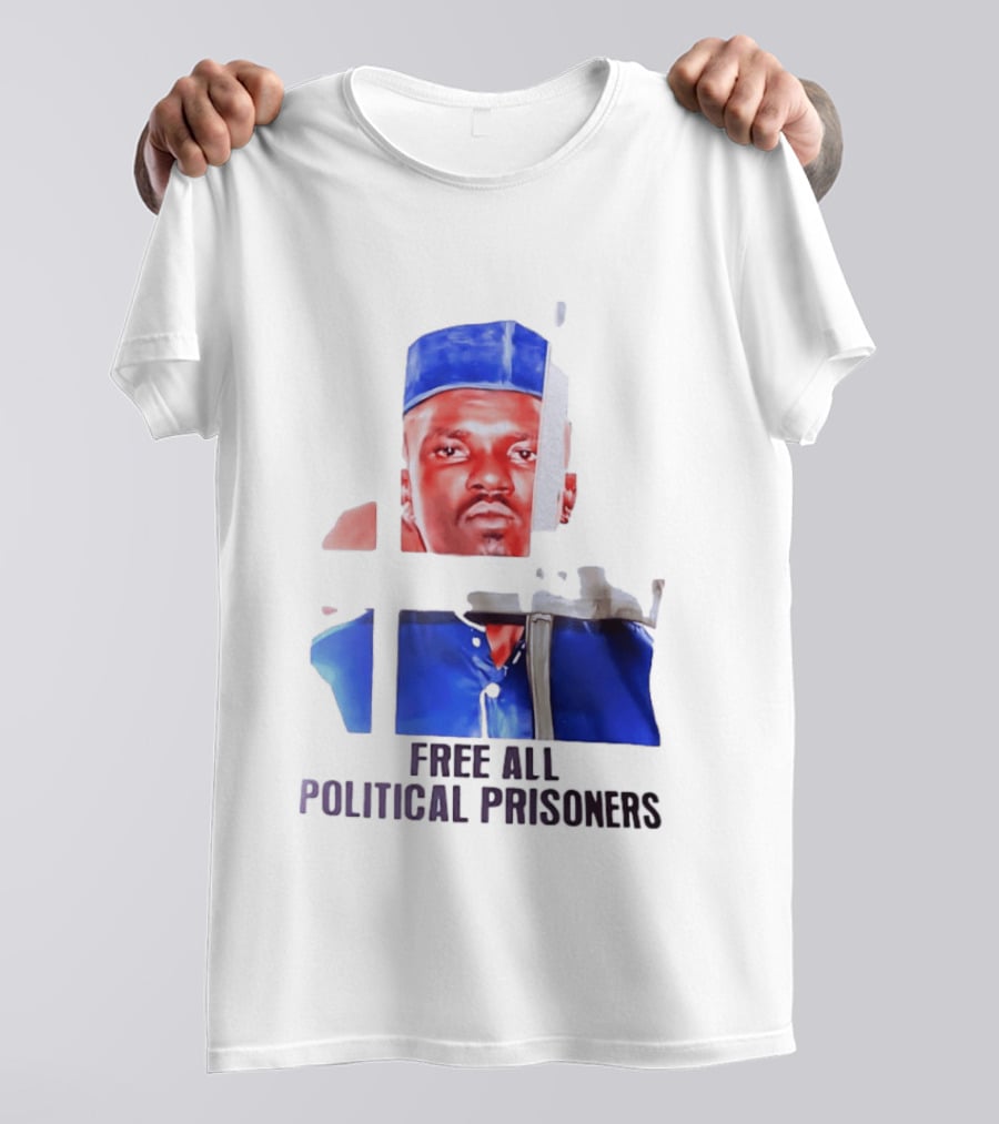 Free All Political Prisoners Protest Activism Painting Blue Beret T-Shirt