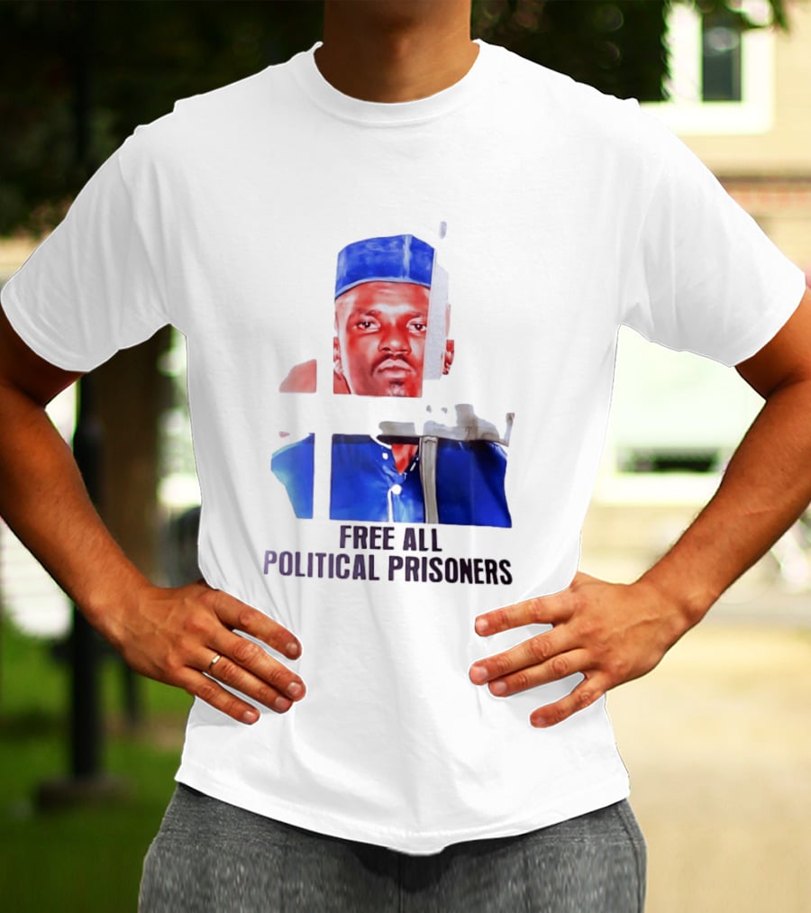 Free All Political Prisoners Protest Activism Painting Blue Beret T-Shirt