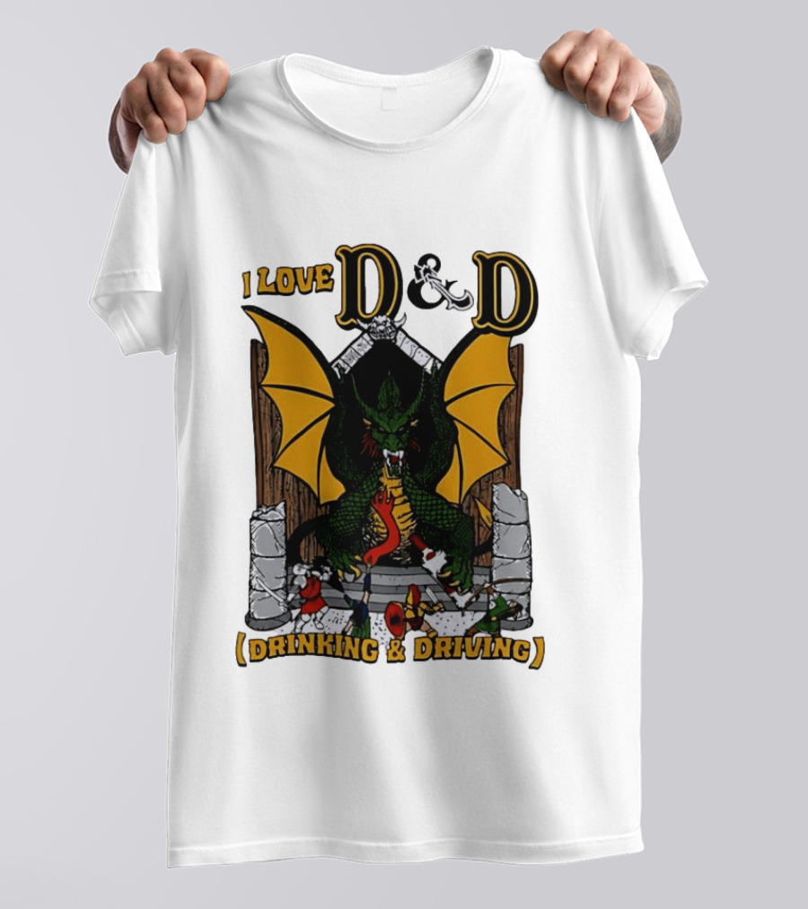 I Love D&D Drinking And Driving Dungeons And Dragons Dragon Fantasy Adventure T-Shirt