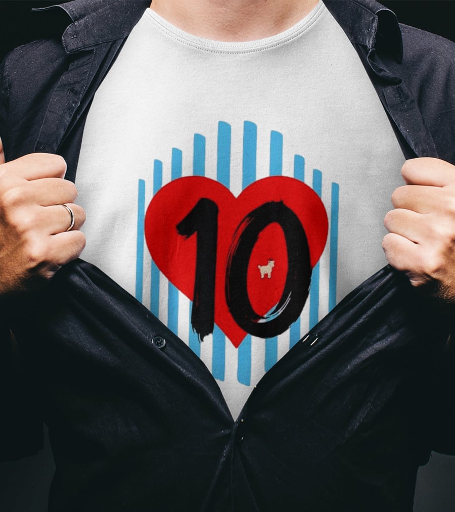 Messi Heart 10 Goat Greatest Of All Time T-Shirt
