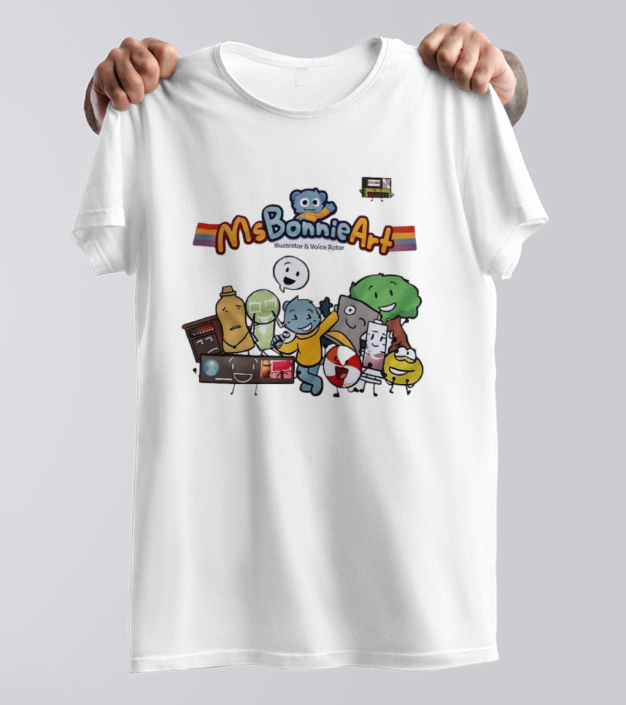 MsBonnieArt Animated Characters And Objects With Bear And Rainbow Accents T-Shirt