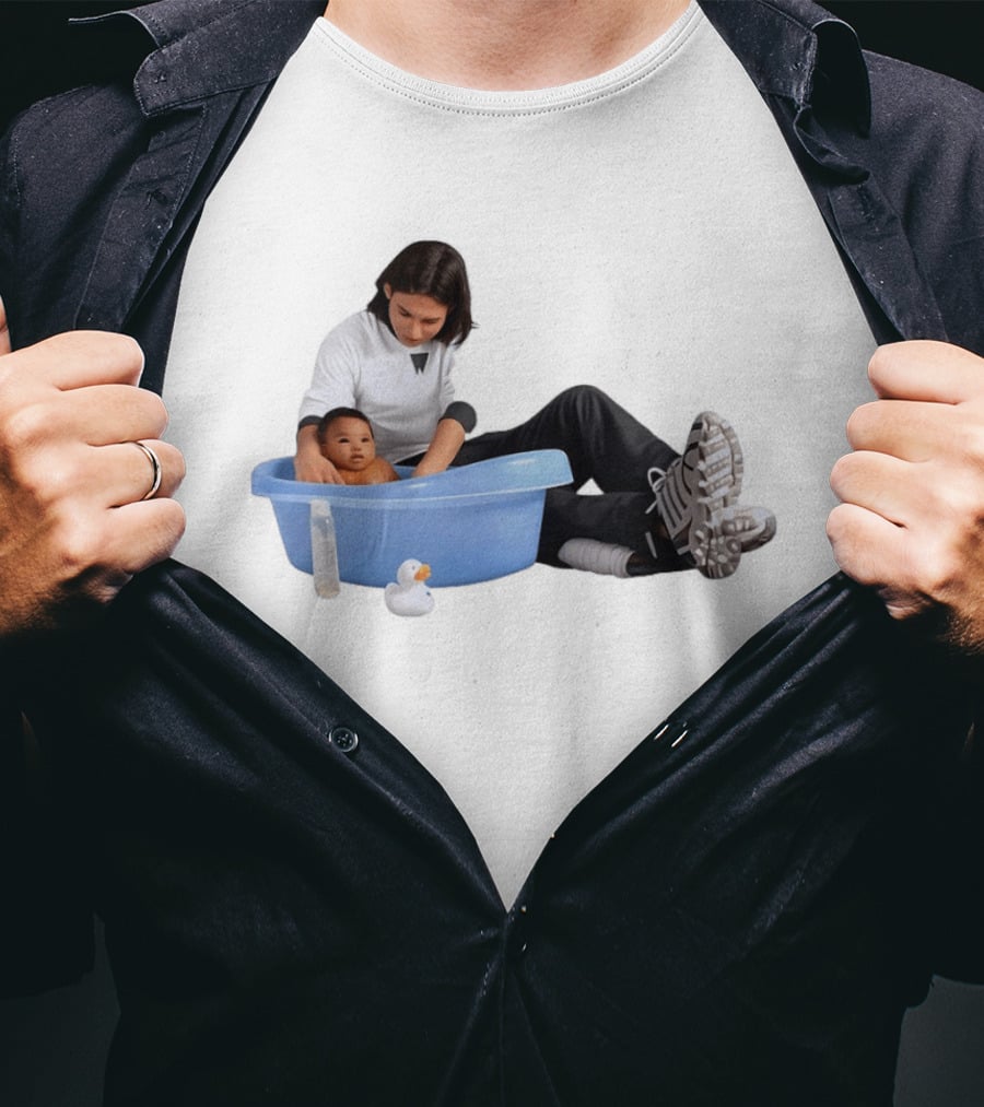 Parent Bathing Baby Blue Tub Care Essentials T-Shirt