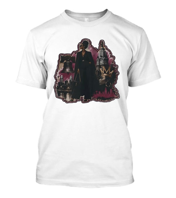 Philadelphia City Chic With Liberty Bell City Hall Skyline Crowned Elegance T-Shirt