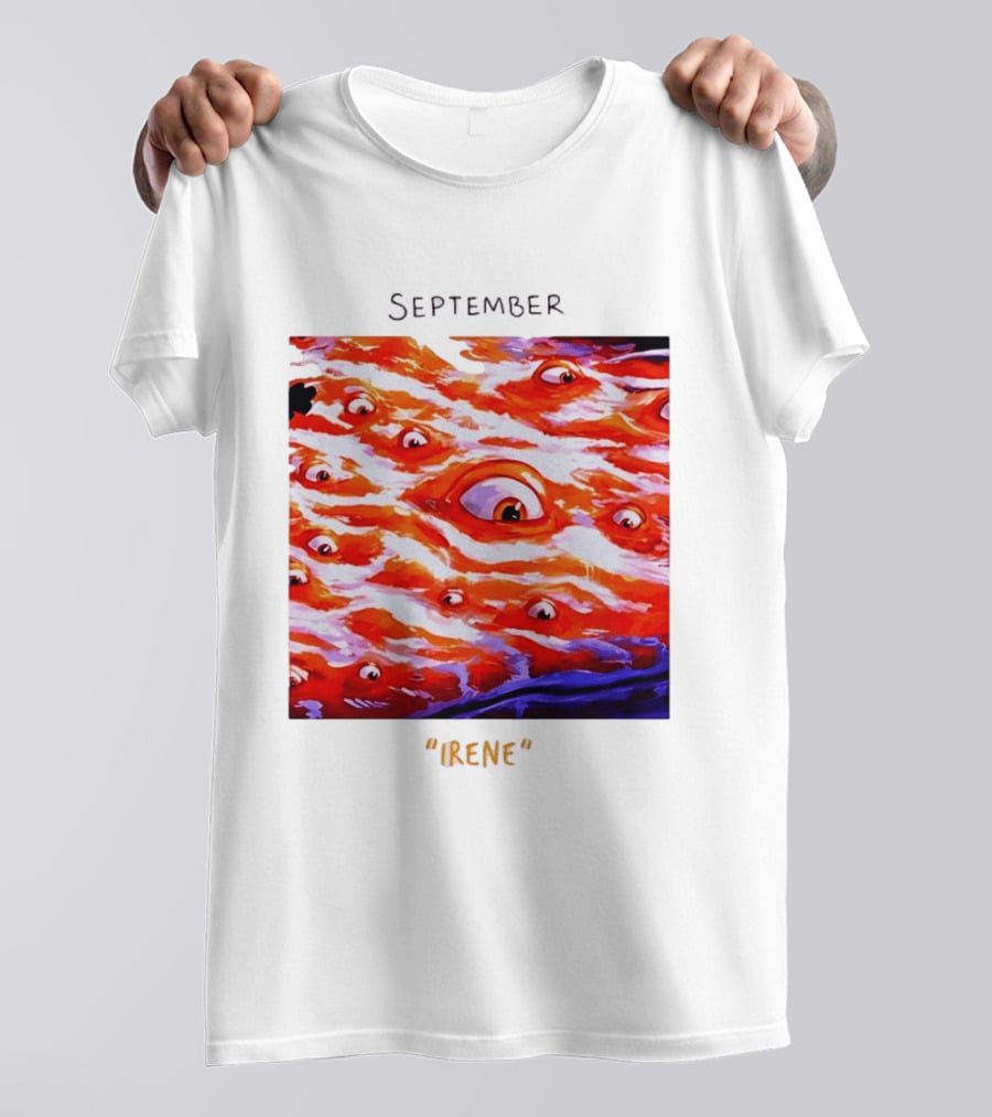 September Irene Surreal Eye Red Waves With Multiple Eyes T-Shirt