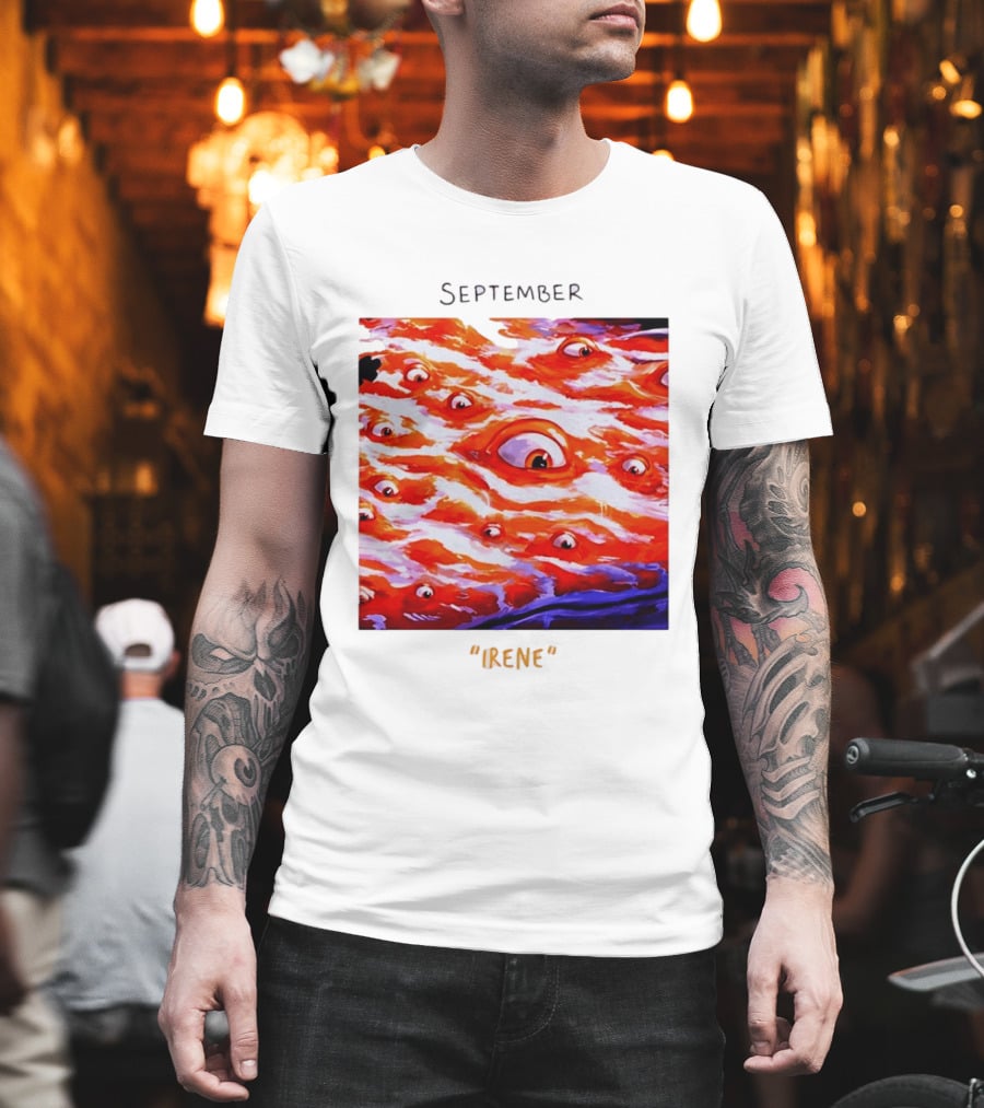 September Irene Surreal Eye Red Waves With Multiple Eyes T-Shirt
