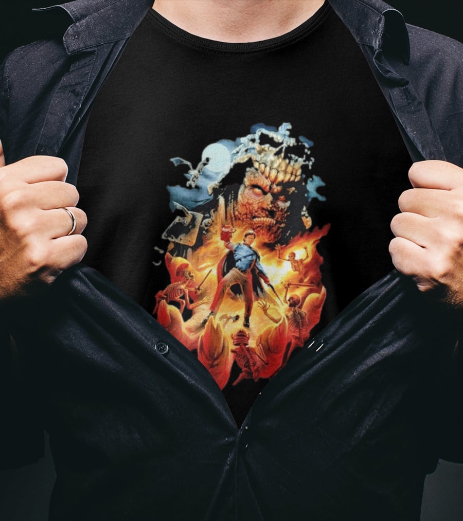 Army Of Darkness Who Wants Some Epic Movie Artwork Battle Scene T-Shirt