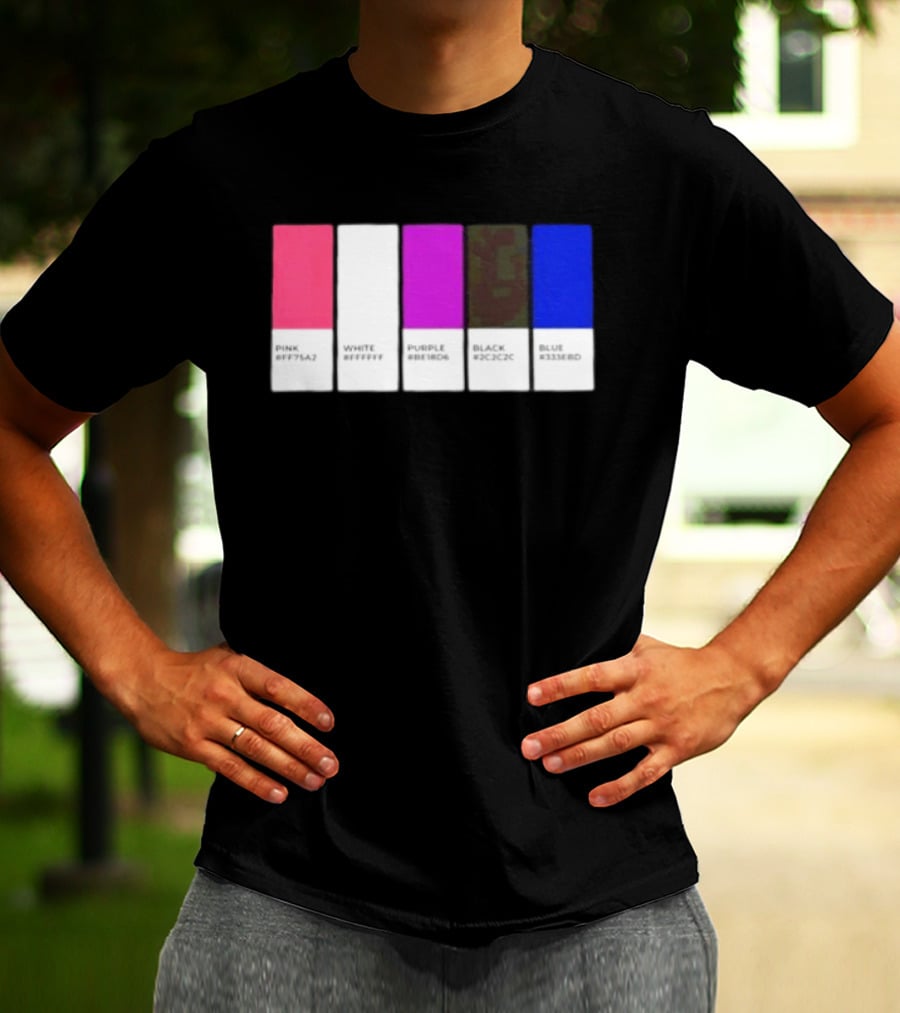 Pink #FF79A2 White #FFFFFF Purple #BE18D6 Black #2C2C2C Blue #3358ED T-Shirt