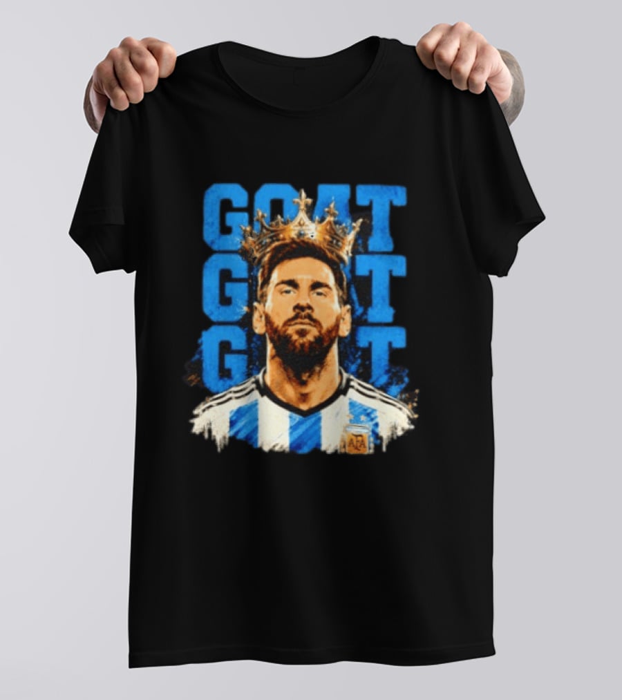 Lionel Messi GOAT Crown Argentina Football Team T-Shirt