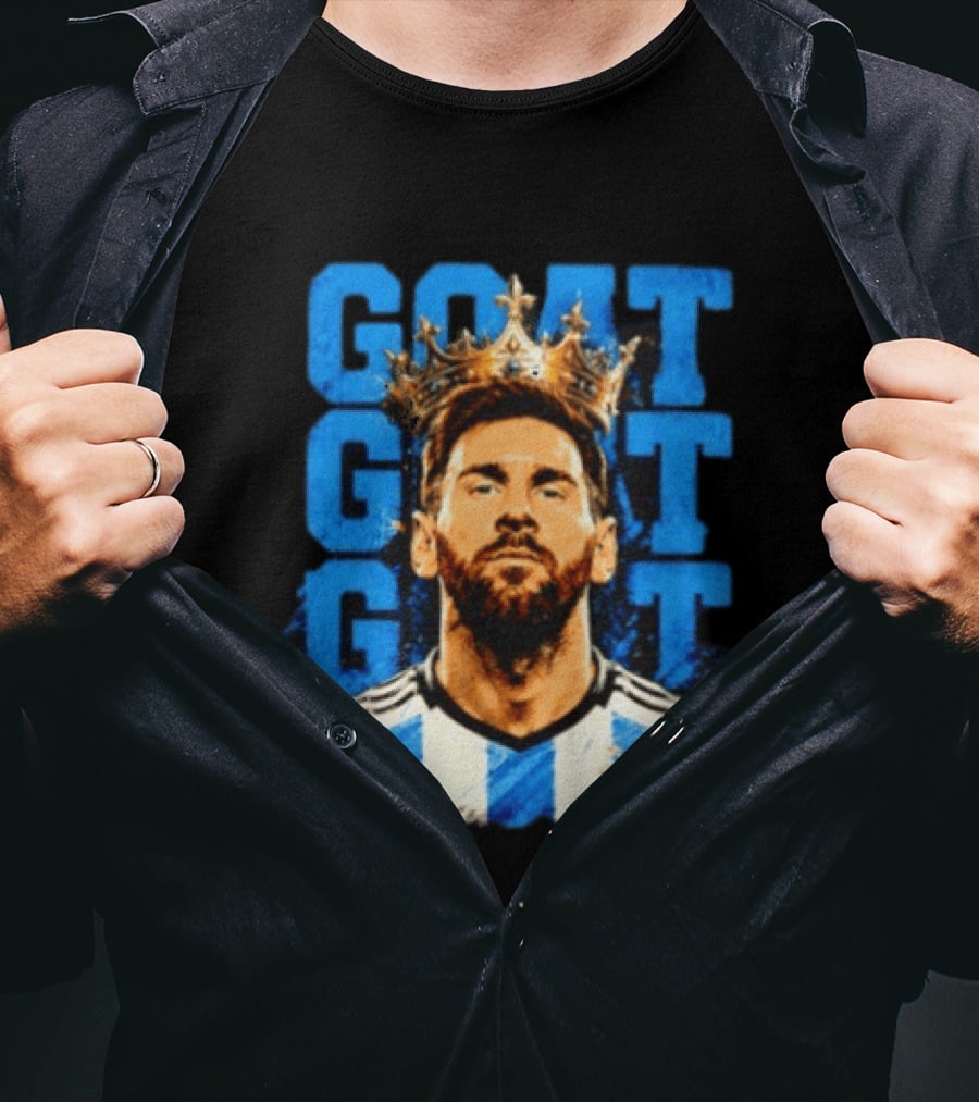 Lionel Messi GOAT Crown Argentina Football Team T-Shirt