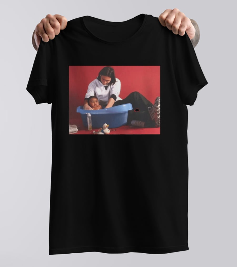 Messi Bathing Baby Lamine Yamal In Blue Tub T-Shirt