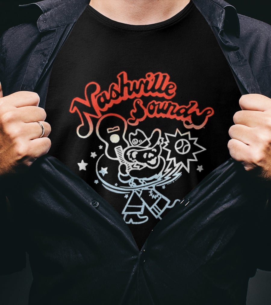 Nashville Sounds Dancing Bear Baseball Bat And Starry Night T-Shirt