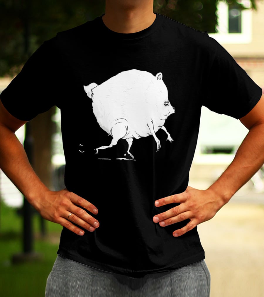 Running Round Hamster Creature Absurd White Quadruped Honesty T-Shirt