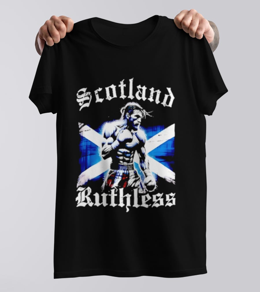 Scotland Ruthless Fighter With Scottish Cross Flag T-Shirt