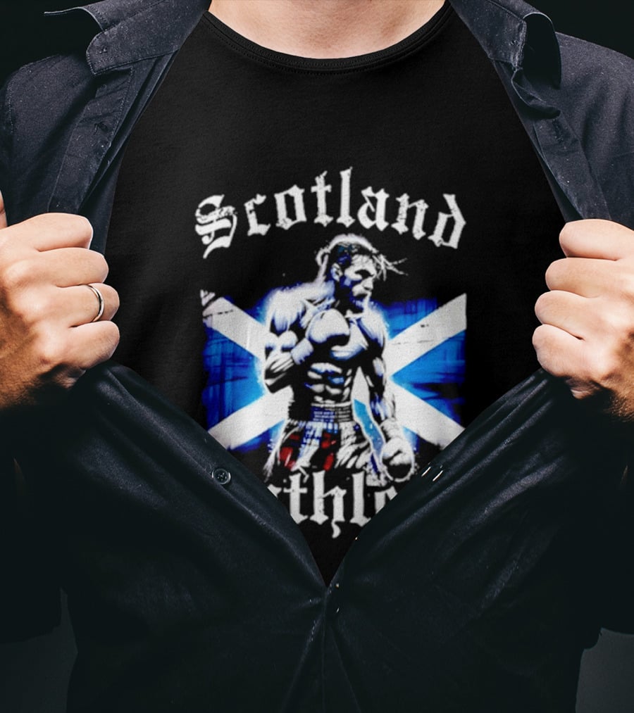 Scotland Ruthless Fighter With Scottish Cross Flag T-Shirt