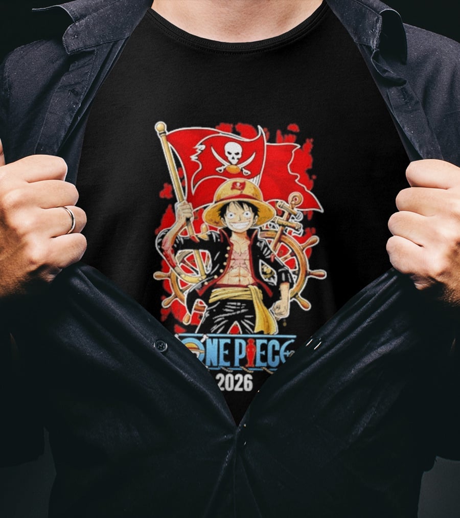 Tampa Bay Buccaneers One Piece Luffy 2026 Pirate Flag Adventure T-Shirt