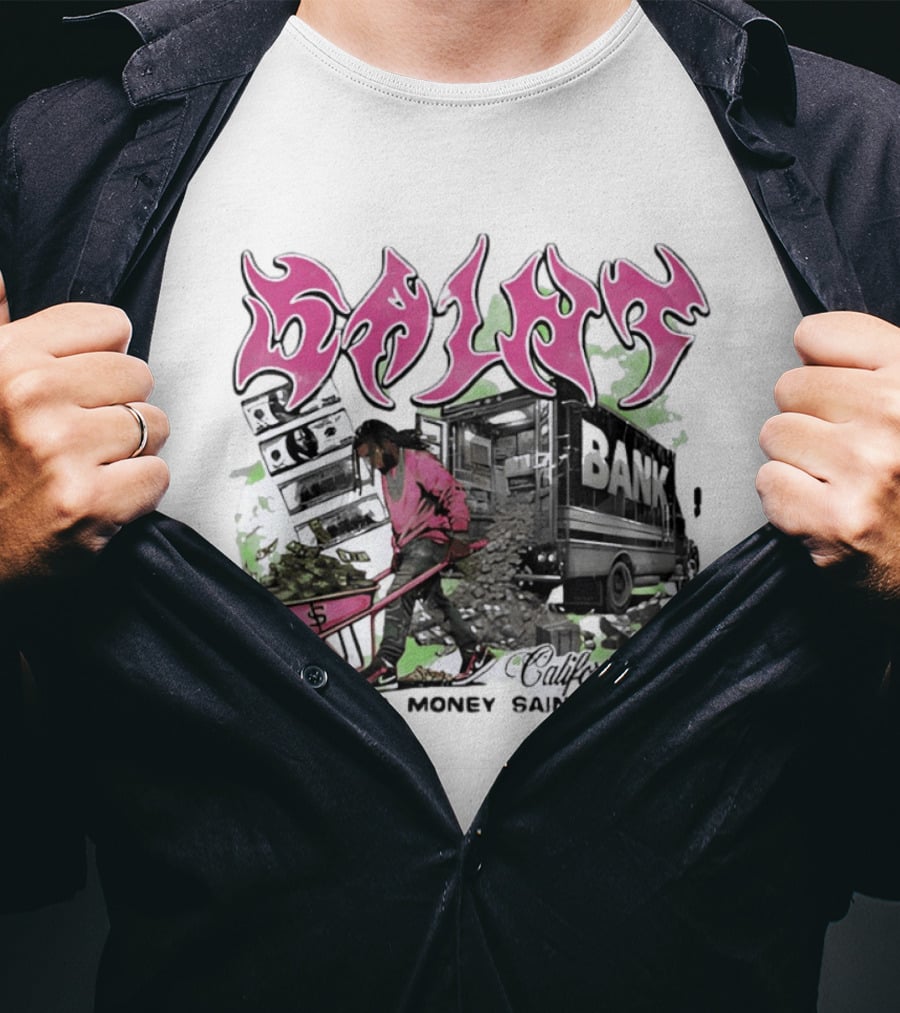 Saint Bank California Co Powered By Money Saint Present T-Shirt