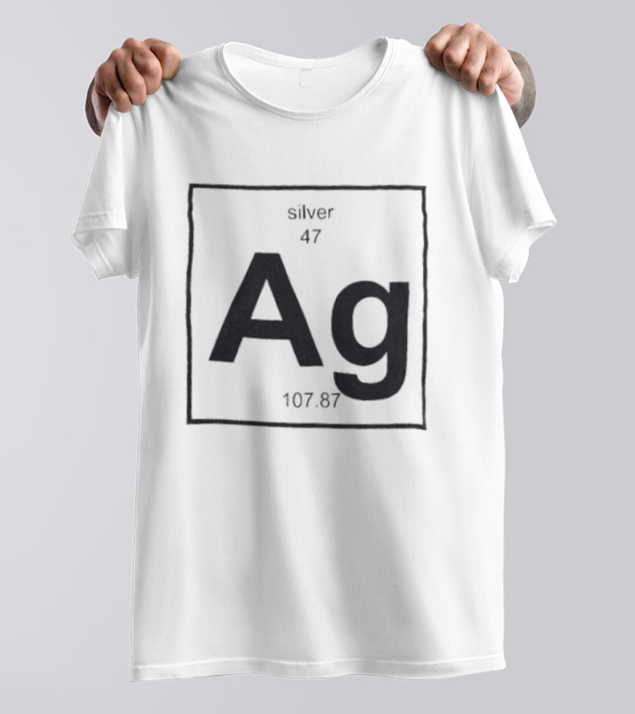 Silver Periodic Table Element Ag 47 Atomic Number 107.87 Chemistry T-Shirt