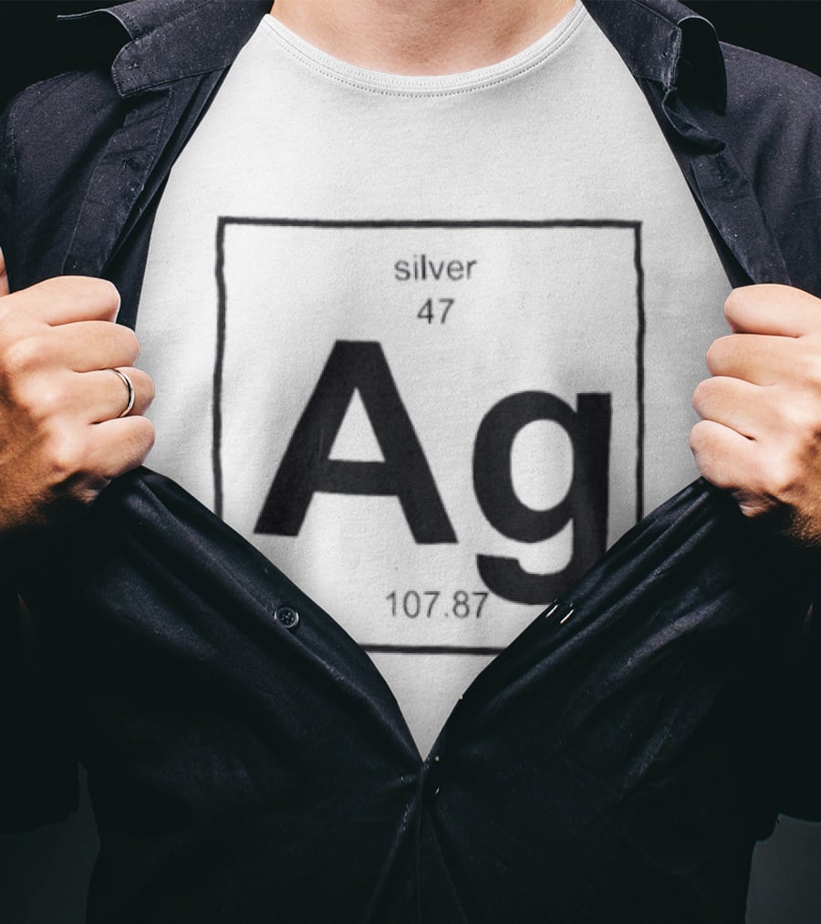 Silver Periodic Table Element Ag 47 Atomic Number 107.87 Chemistry T-Shirt