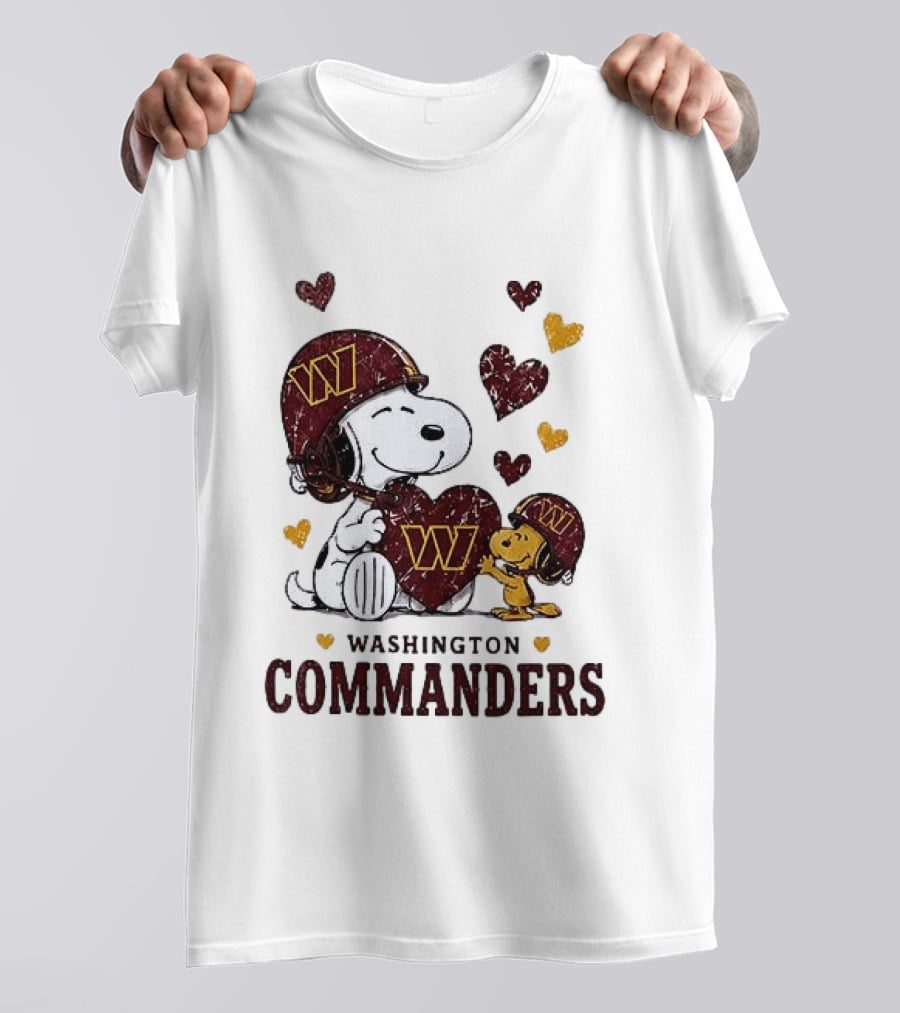 Washington Commanders Peanuts Snoopy Woodstock Love Laughter Hearts T-Shirt