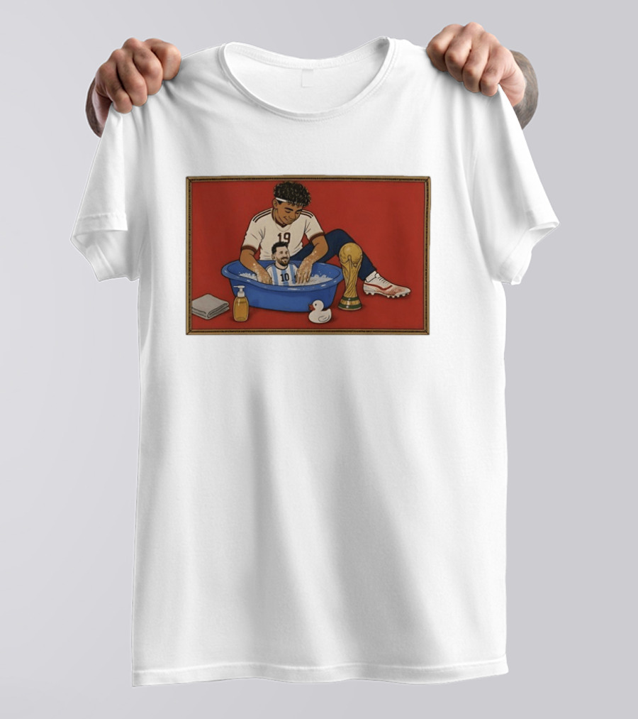 Yamal 19 Bathing Messi In Bathtub With World Cup Trophy T-Shirt