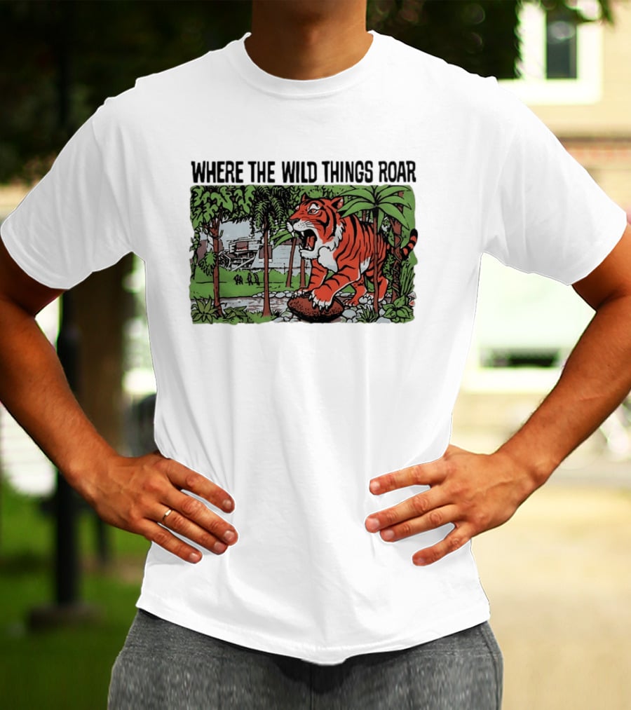 Cincinnati Bengals Where The Wild Things Roar Tiger Jungle Scene T-Shirt